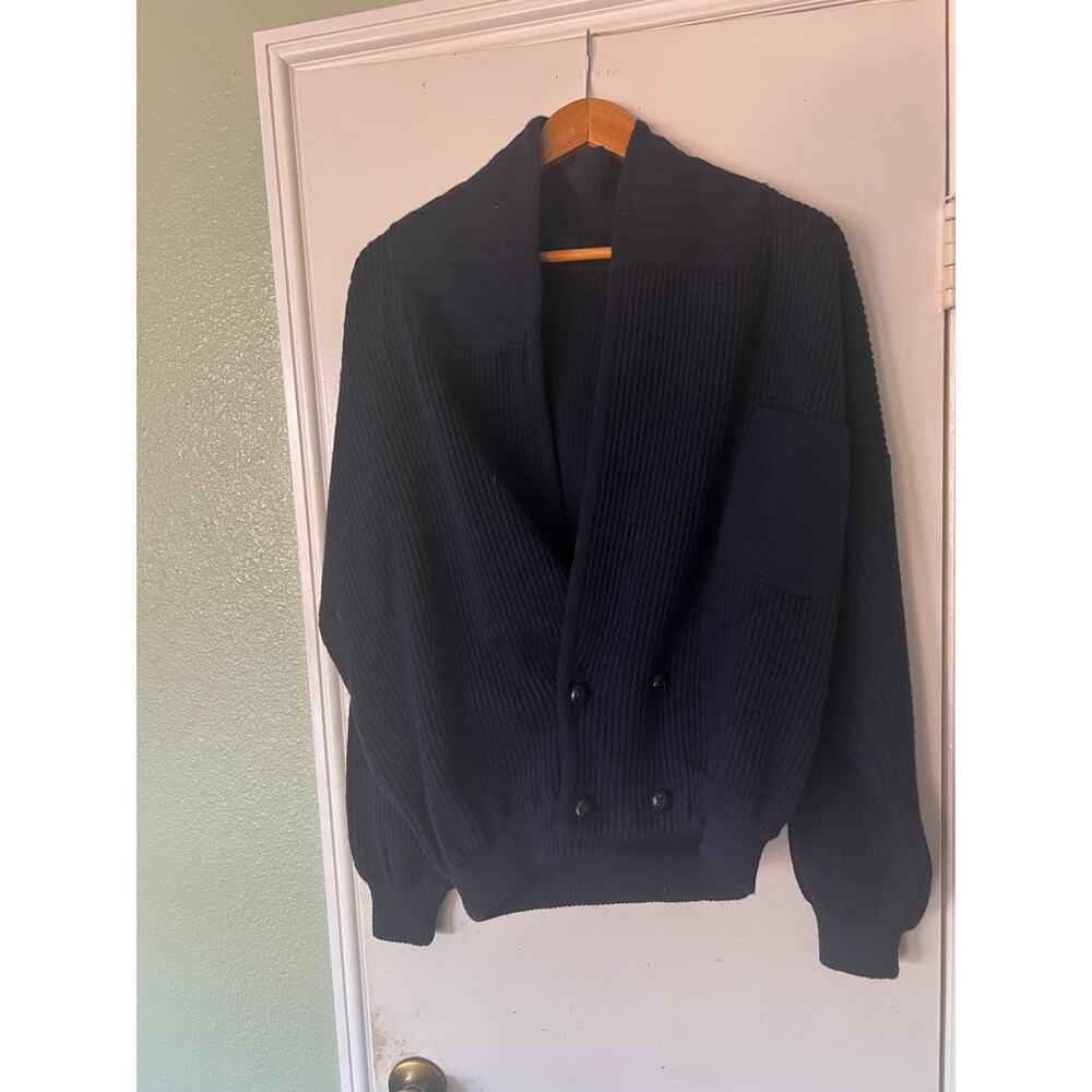 Portobellos VintageTwo-Button Knitted Sweate Blue Low Neck Long Sleeved - Picture 2 of 16
